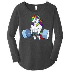 Unicorn Lifting Weights Women's Perfect Tri Tunic Long Sleeve Shirt