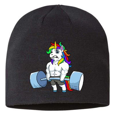 Unicorn Lifting Weights Sustainable Beanie