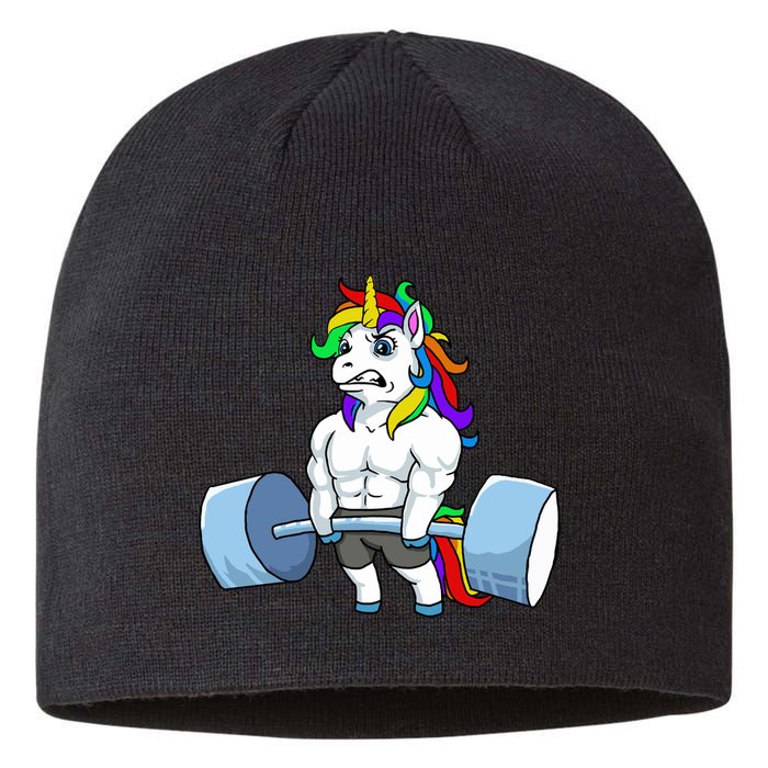 Unicorn Lifting Weights Sustainable Beanie