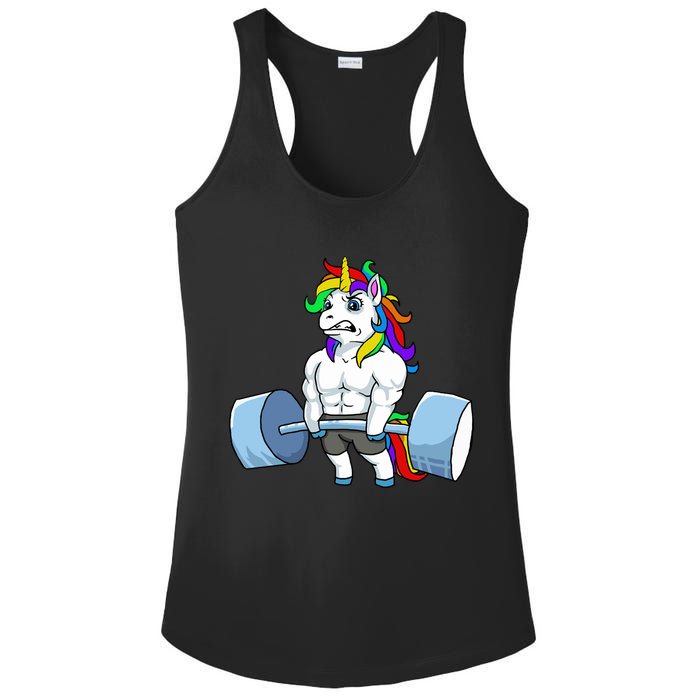 Unicorn Lifting Weights Ladies PosiCharge Competitor Racerback Tank