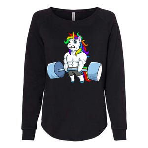 Unicorn Lifting Weights Womens California Wash Sweatshirt