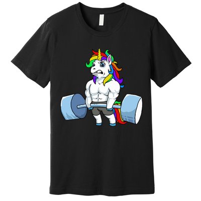 Unicorn Lifting Weights Premium T-Shirt