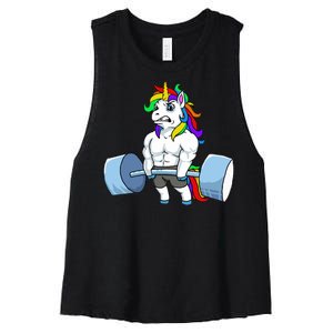 Unicorn Lifting Weights Women's Racerback Cropped Tank