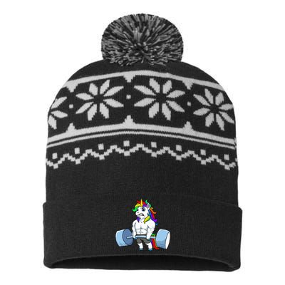 Unicorn Lifting Weights USA-Made Snowflake Beanie