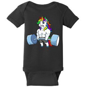 Unicorn Lifting Weights Baby Bodysuit