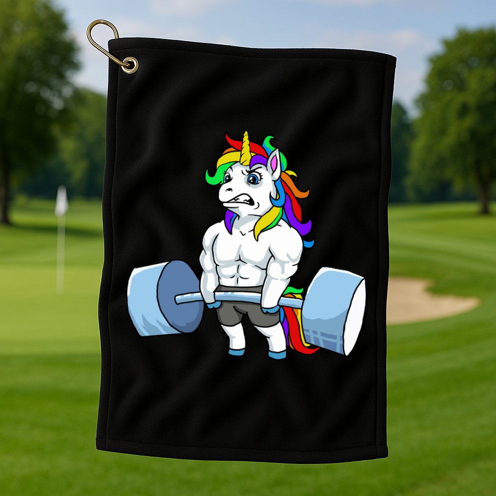 Unicorn Lifting Weights Golf Towel