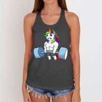 Unicorn Lifting Weights Women's Knotted Racerback Tank