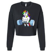 Unicorn Lifting Weights Cropped Pullover Crew