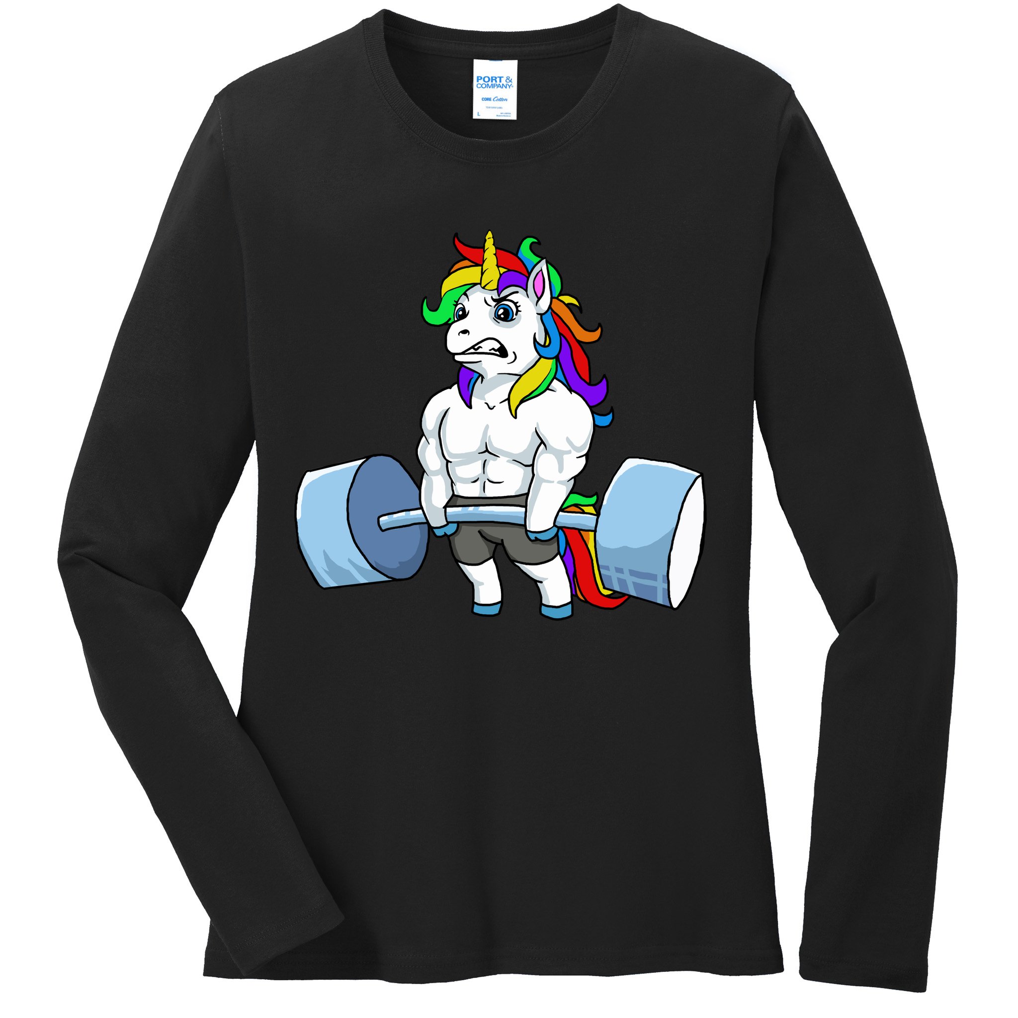 Unicorn Lifting Weights Ladies Long Sleeve Shirt