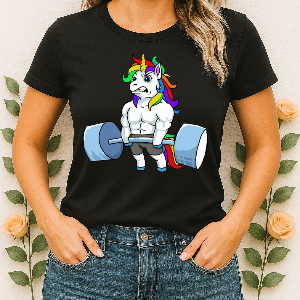 Unicorn Lifting Weights Womens T-Shirt