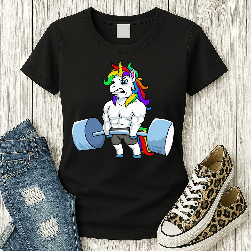 Unicorn Lifting Weights Womens T-Shirt