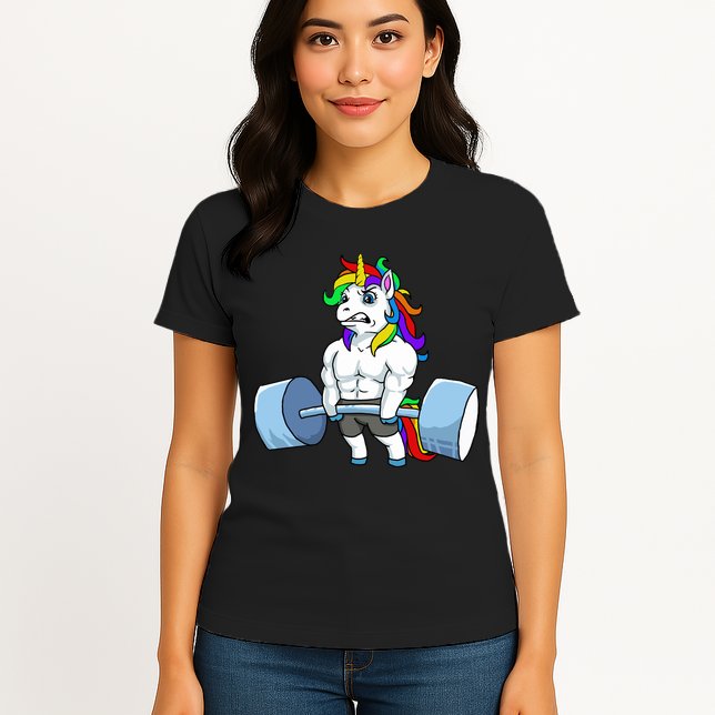 Unicorn Lifting Weights Womens T-Shirt