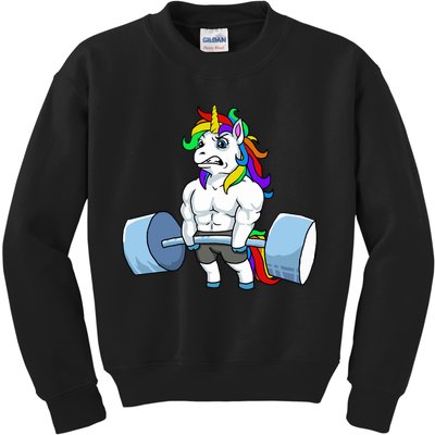 Unicorn Lifting Weights Kids Sweatshirt