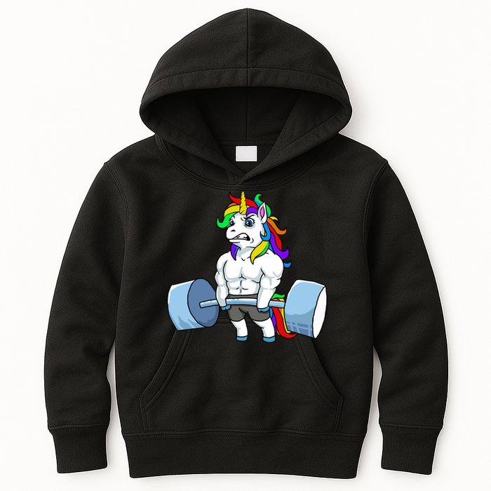 Unicorn Lifting Weights Kids Hoodie
