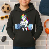 Unicorn Lifting Weights Kids Hoodie