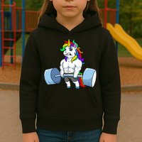 Unicorn Lifting Weights Kids Hoodie
