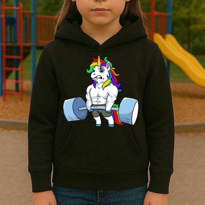 Unicorn Lifting Weights Kids Hoodie