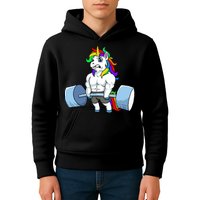 Unicorn Lifting Weights Kids Hoodie