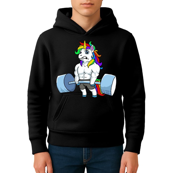 Unicorn Lifting Weights Kids Hoodie