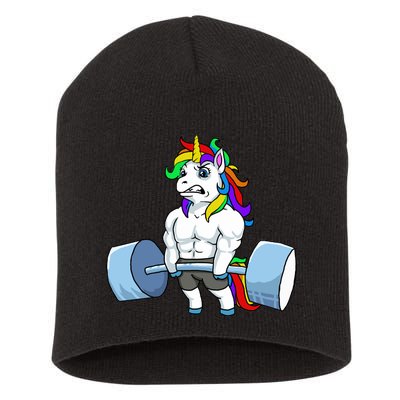 Unicorn Lifting Weights Short Acrylic Beanie