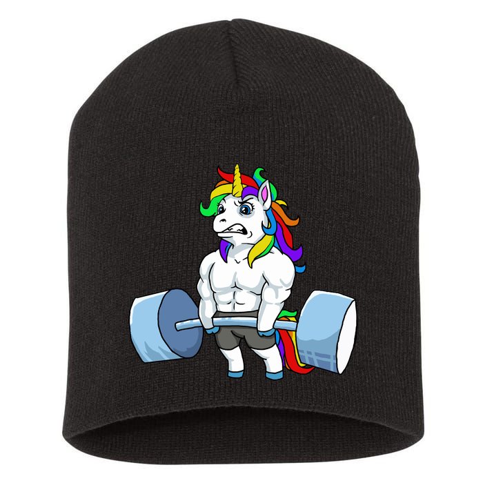 Unicorn Lifting Weights Short Acrylic Beanie