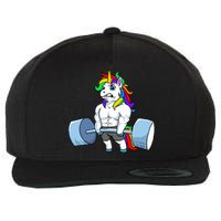 Unicorn Lifting Weights Wool Snapback Cap