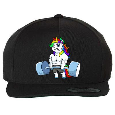 Unicorn Lifting Weights Wool Snapback Cap