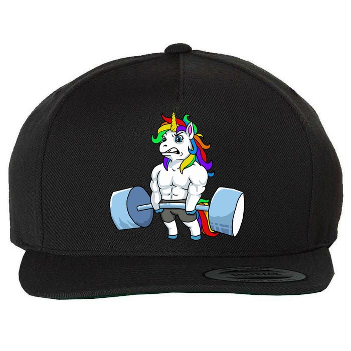 Unicorn Lifting Weights Wool Snapback Cap