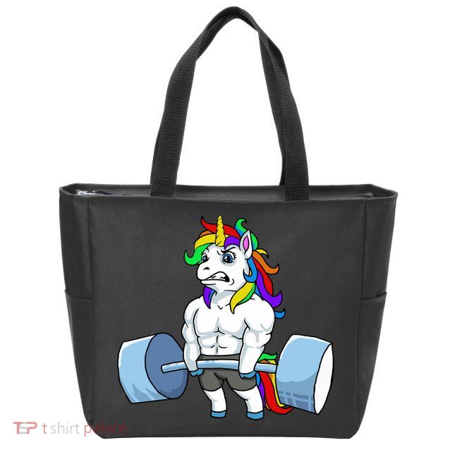 Unicorn Lifting Weights Zip Tote Bag