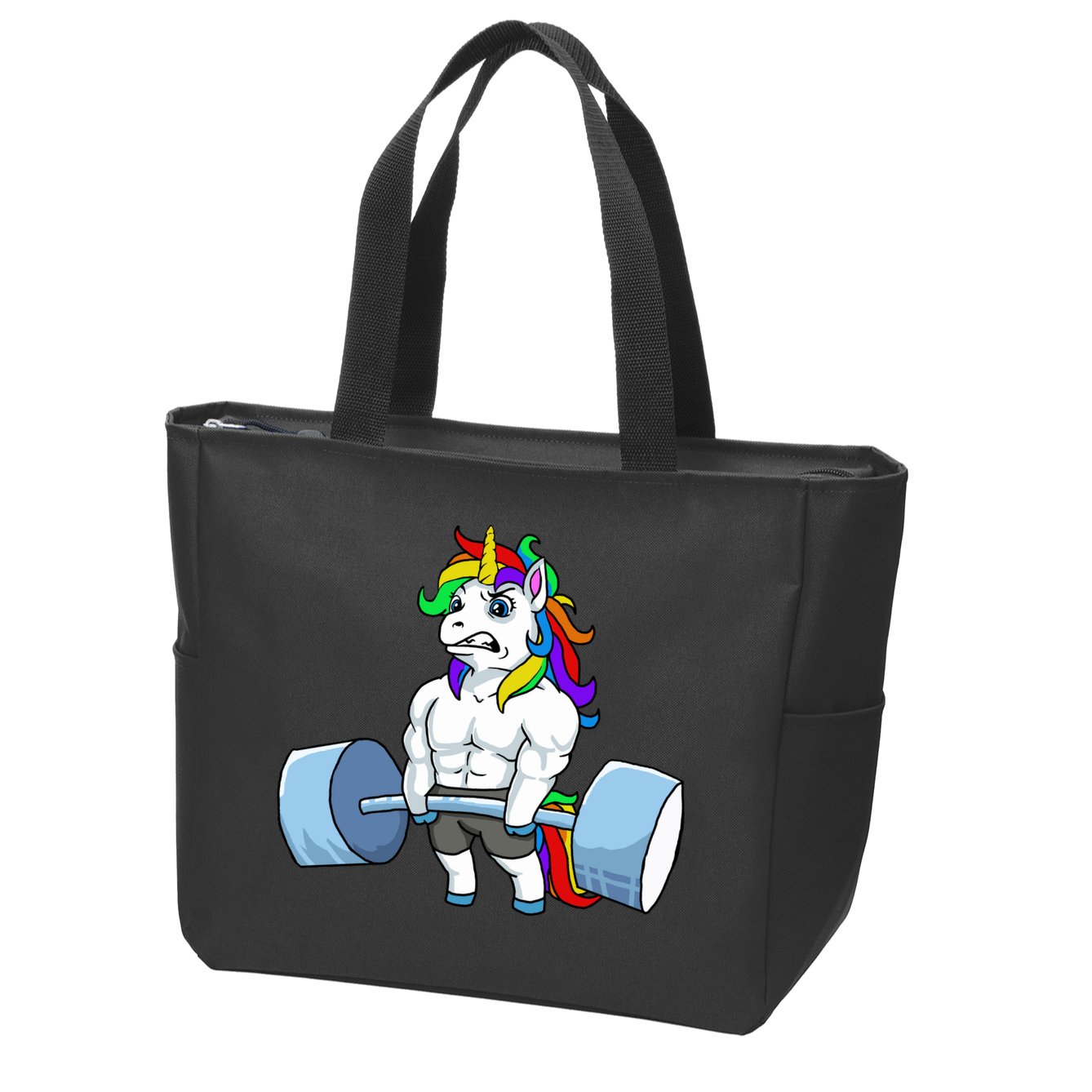 Unicorn Lifting Weights Zip Tote Bag