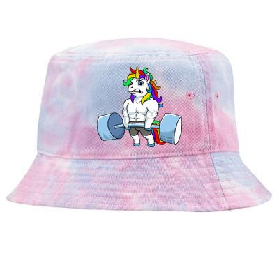 Unicorn Lifting Weights Tie-Dyed Bucket Hat