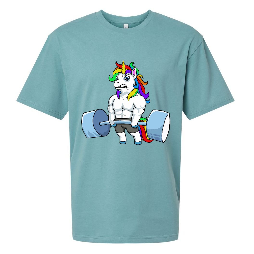 Unicorn Lifting Weights Sueded Cloud Jersey T-Shirt