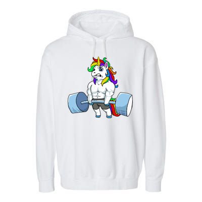 Unicorn Lifting Weights Garment-Dyed Fleece Hoodie