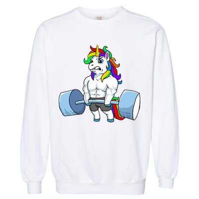 Unicorn Lifting Weights Garment-Dyed Sweatshirt