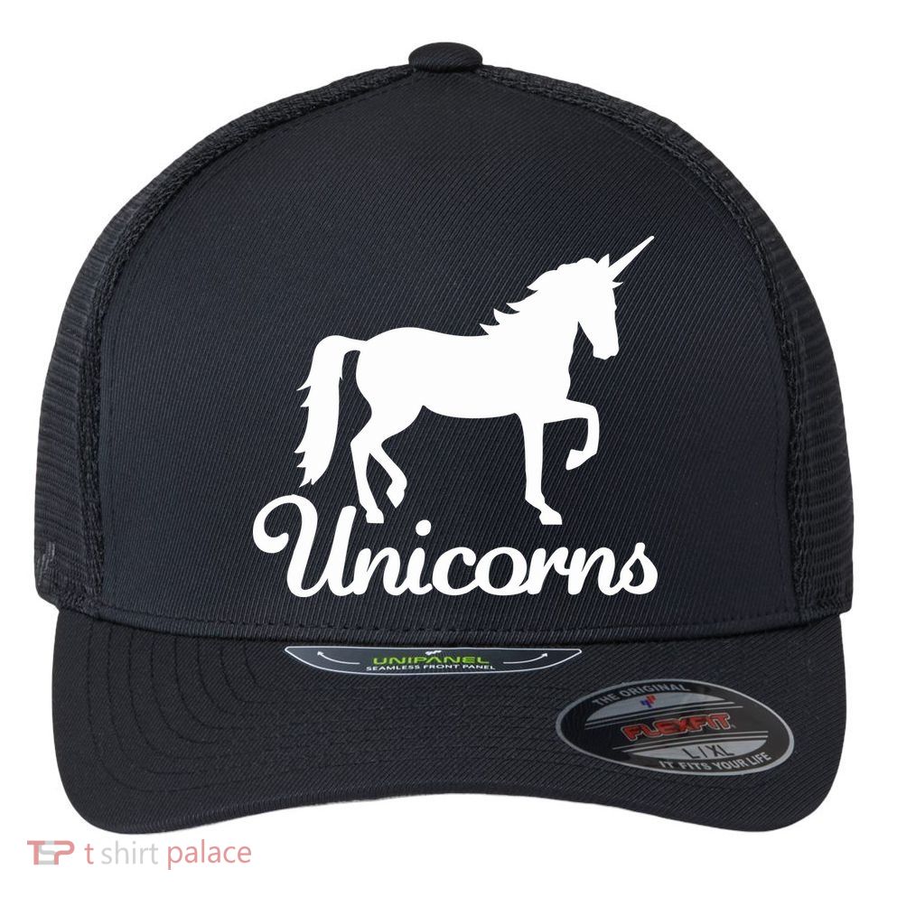 Unicorn Logo Flexfit Unipanel Trucker Cap