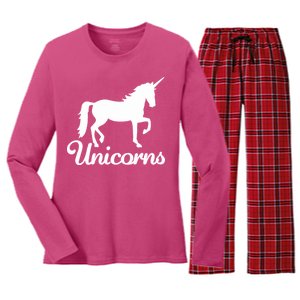 Unicorn Logo Women's Long Sleeve Flannel Pajama Set 