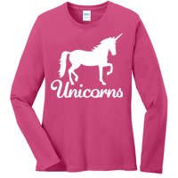 Unicorn Logo Ladies Long Sleeve Shirt