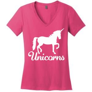 Unicorn Logo Women's V-Neck T-Shirt