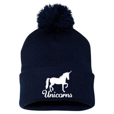 Unicorn Logo Pom Pom 12in Knit Beanie