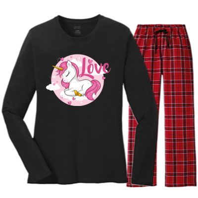 Unicorn Love  Women's Long Sleeve Flannel Pajama Set 