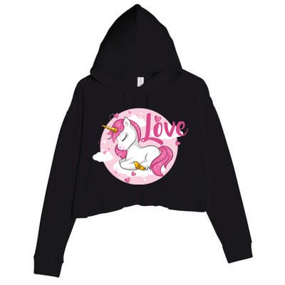 Unicorn Love  Crop Fleece Hoodie