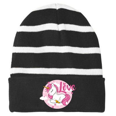 Unicorn Love  Striped Beanie with Solid Band