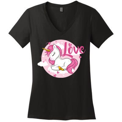 Unicorn Love  Women's V-Neck T-Shirt