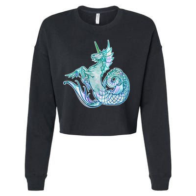 Unicorn Mermaid Hippocampus Cropped Pullover Crew