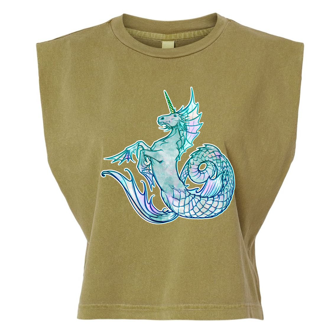 Unicorn Mermaid Hippocampus Garment-Dyed Women's Muscle Tee