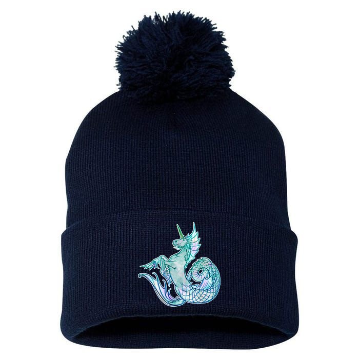 Unicorn Mermaid Hippocampus Pom Pom 12in Knit Beanie