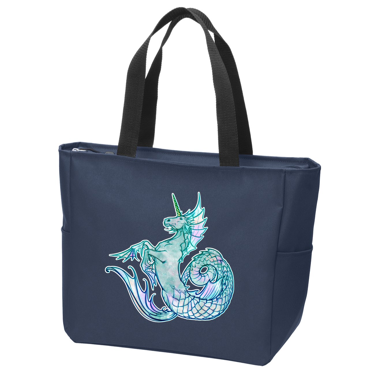Unicorn Mermaid Hippocampus Zip Tote Bag