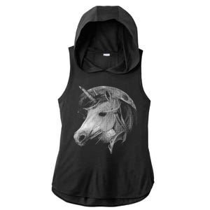 Unicorn Moon Ladies PosiCharge Tri-Blend Wicking Draft Hoodie Tank