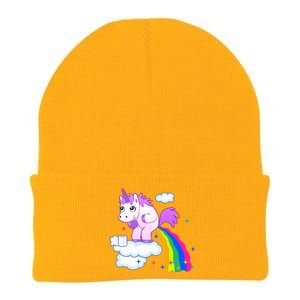 Unicorn Pooping A Rainbow Knit Cap Winter Beanie