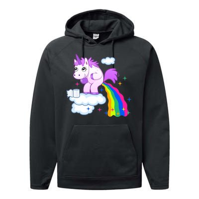 Unicorn Pooping A Rainbow Performance Fleece Hoodie